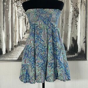 Lauren Ralph Lauren Paisley Print Tiered Convertible 100% Cotton Skirt Dress - S